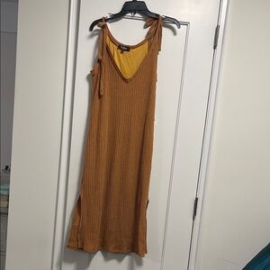 Lulu's Mustard Yellow Ribbed Dress